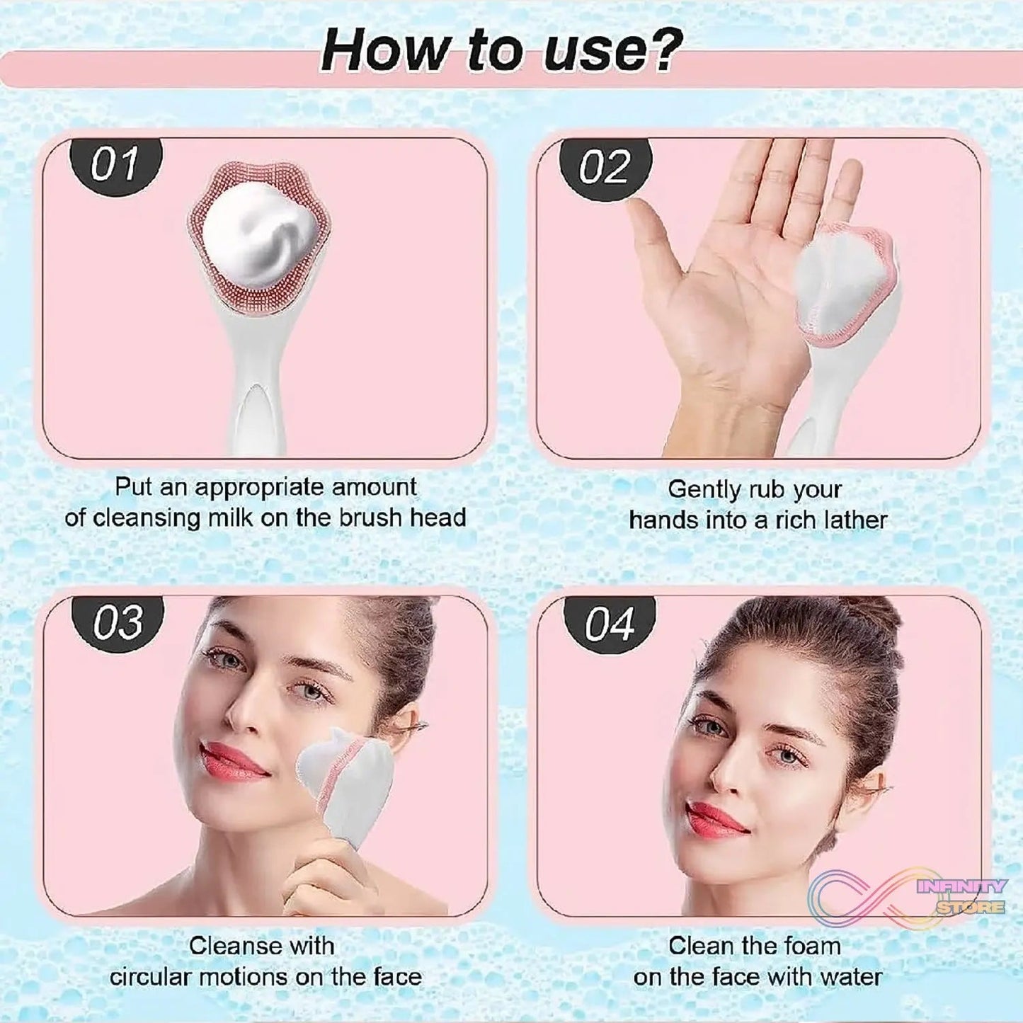 Silicone Face Scrubber Exfoliating Brush, Manual Handheld Facial Cleansing Brush (1 Pc) - infinityexculsivestore.com