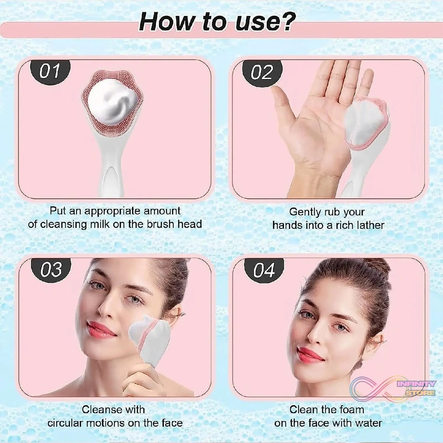 Silicone Face Scrubber Exfoliating Brush, Manual Handheld Facial Cleansing Brush (1 Pc) - infinityexculsivestore.com