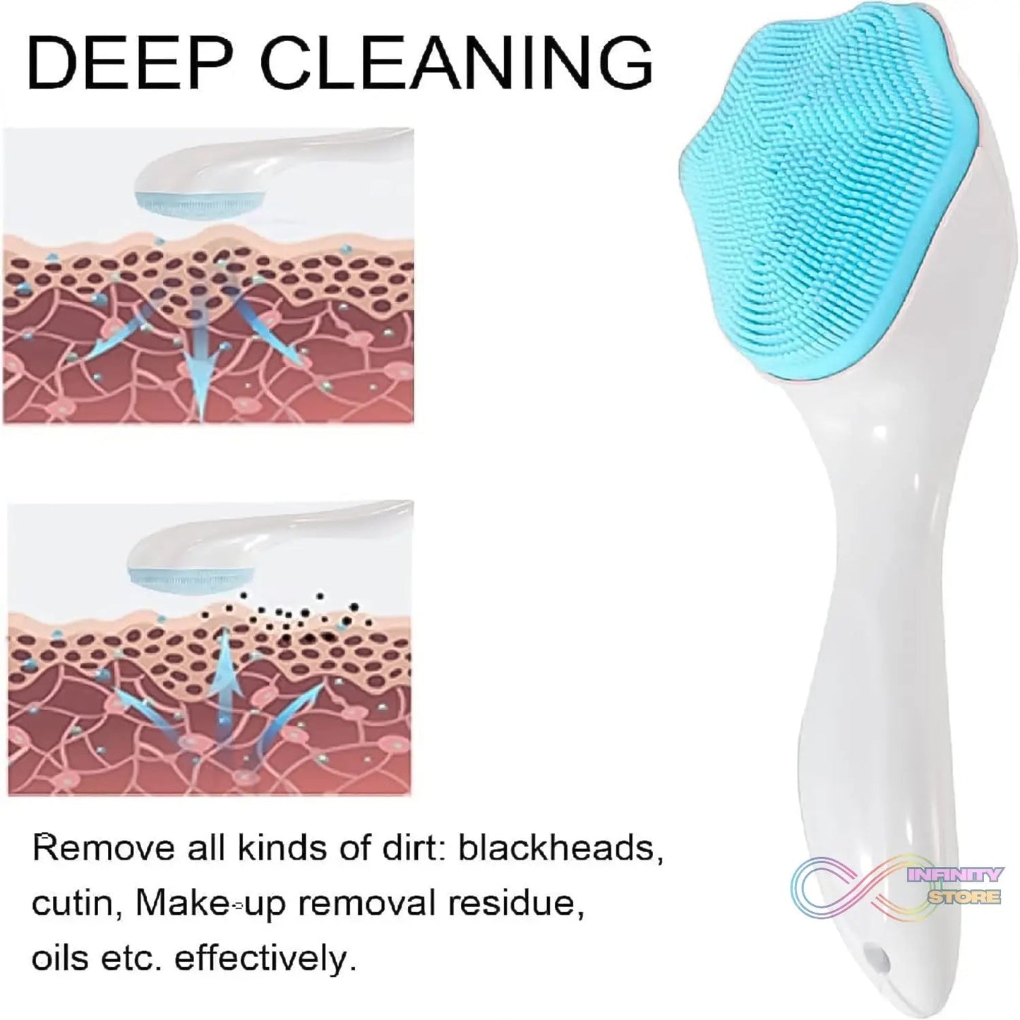 Silicone Face Scrubber Exfoliating Brush, Manual Handheld Facial Cleansing Brush (1 Pc) - infinityexculsivestore.com