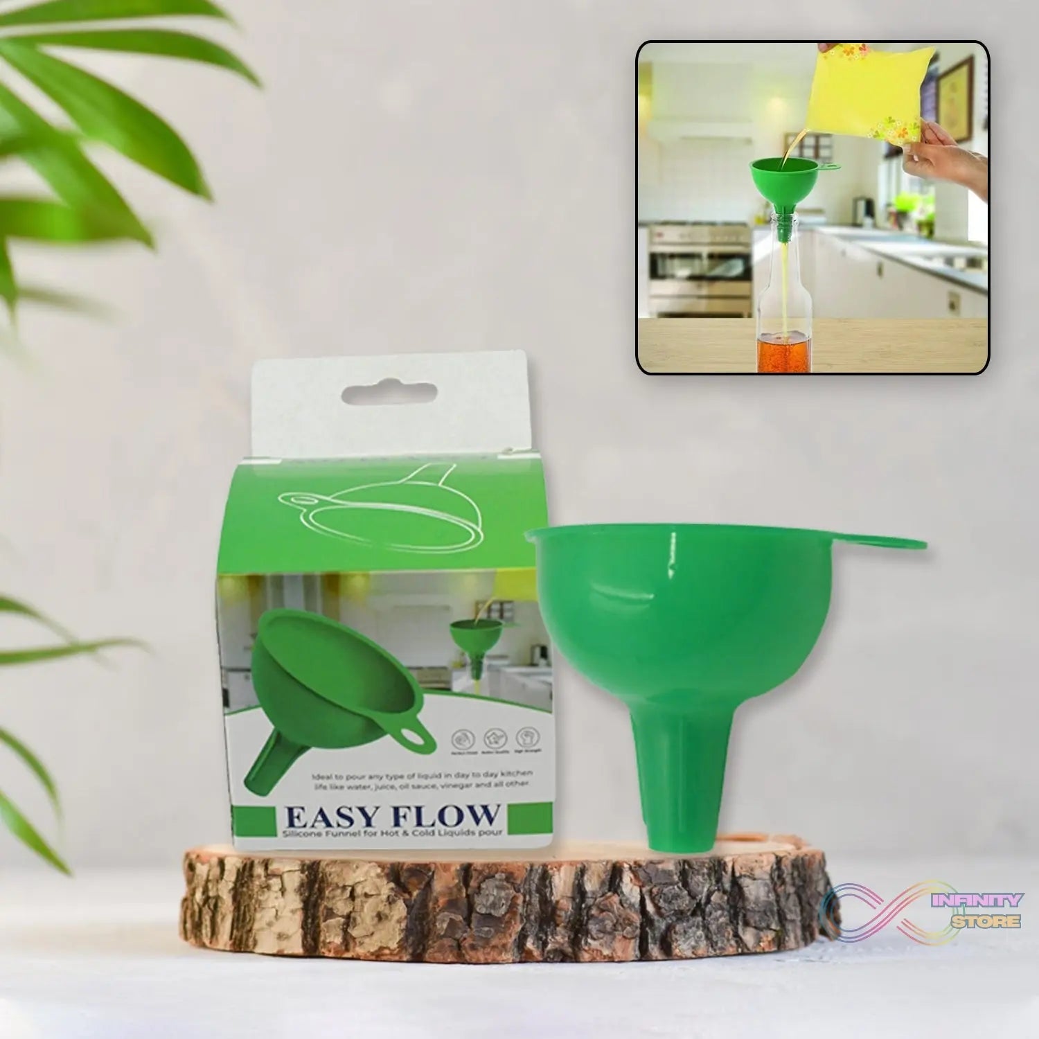 Silicone Funnel For Pouring Oil, Sauce, Water, Juice And Small Food - Grains (1 Pc Green) - infinityexculsivestore.com