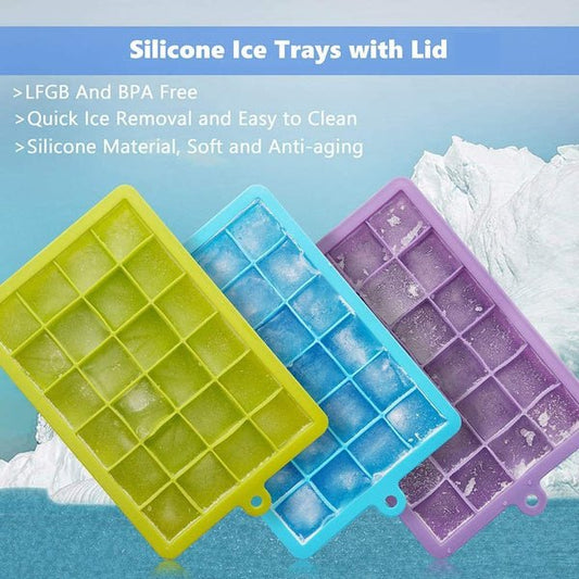 Silicone Ice Cube Trays 24 Cavity Per Ice Tray [Multicolour] - infinityexculsivestore.com