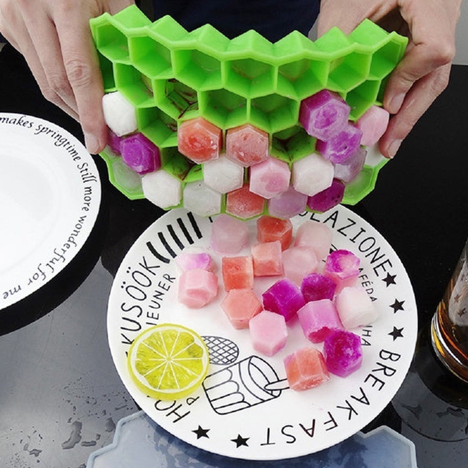Silicone Ice Cube Trays 32 Cavity Per Ice Tray [Multi color] - infinityexculsivestore.com