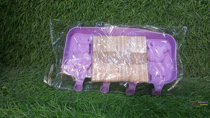 Silicone Popsicle Molds Ice Cream Pop Molds 4 Cavities with Lids 50 Pack Sticks for Kids Ice cube Maker Easy Release - infinityexculsivestore.com