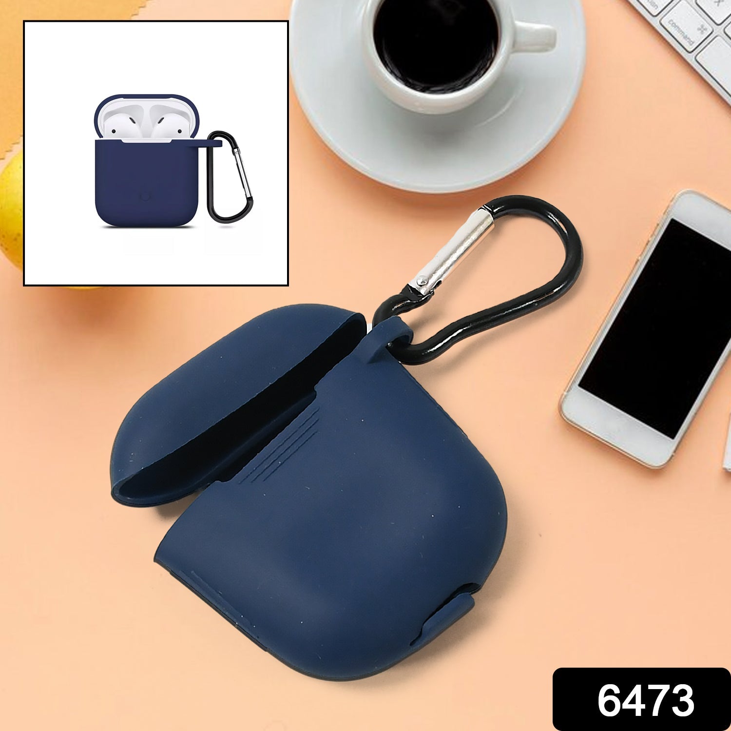 Silicone Shockproof Protection Wireless Headphones Carrying Box Cover with Metal Keychain - infinityexculsivestore.com