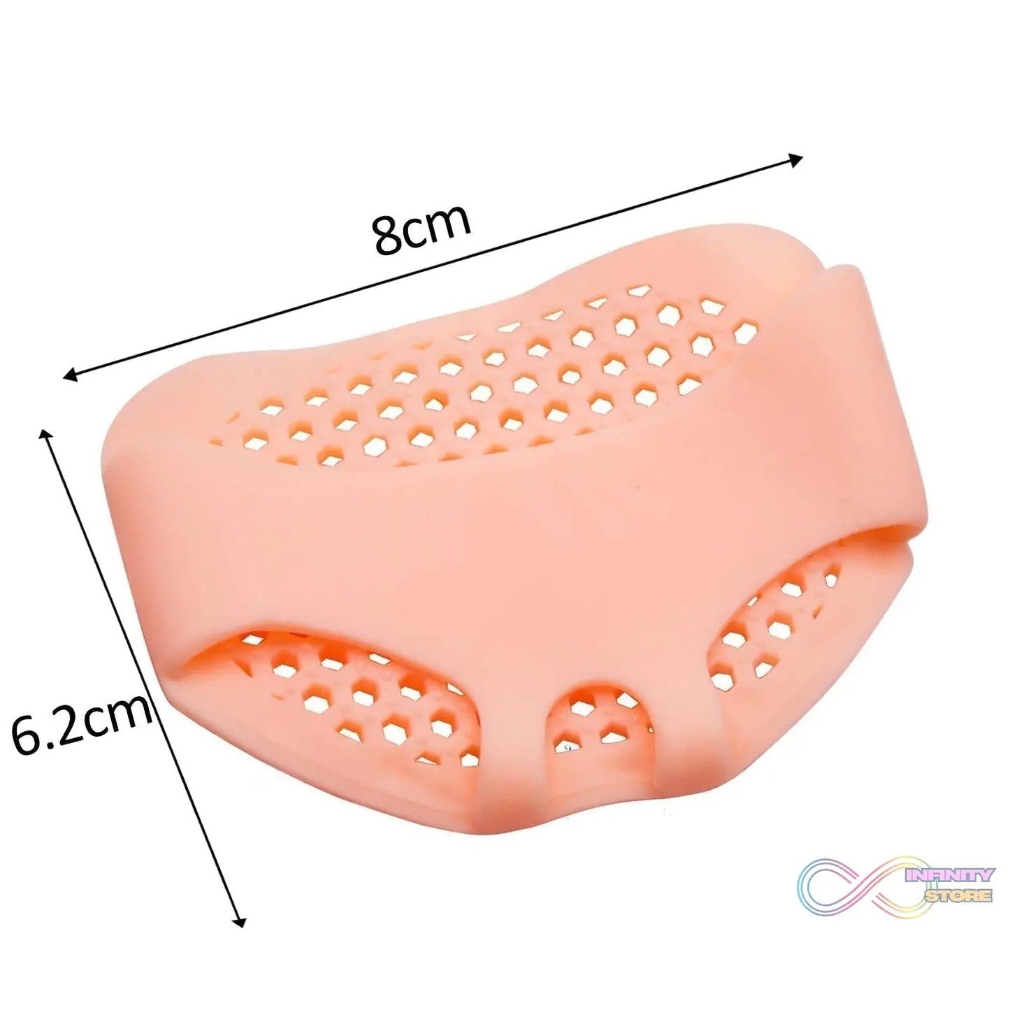 Detailed view of silicone toe protectors providing cushioning and protection for all users.