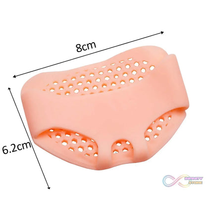 Detailed view of silicone toe protectors providing cushioning and protection for all users.