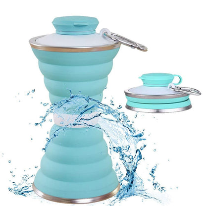 Silicone Traveling Water Bottle BPA Free - Leak Proof Lightweight Collapsible - Small Folding Refillable and Space Saver for Camping Gym Sports Hiking Biking Yoga Outdoor - infinityexculsivestore.com