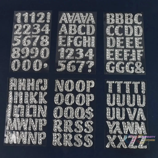 Silver Gem Letter & Numbers Stickers 1 Inch Letters, 130 Count (Pack of 6 Sheets) - infinityexculsivestore.com