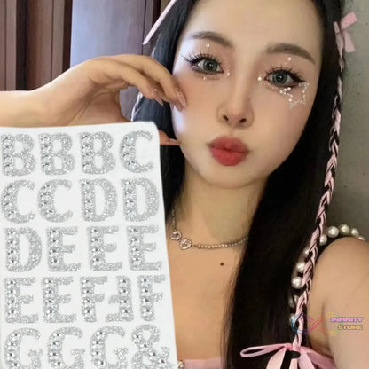 Silver Gem Letter & Numbers Stickers 1 Inch Letters, 130 Count (Pack of 6 Sheets) - infinityexculsivestore.com