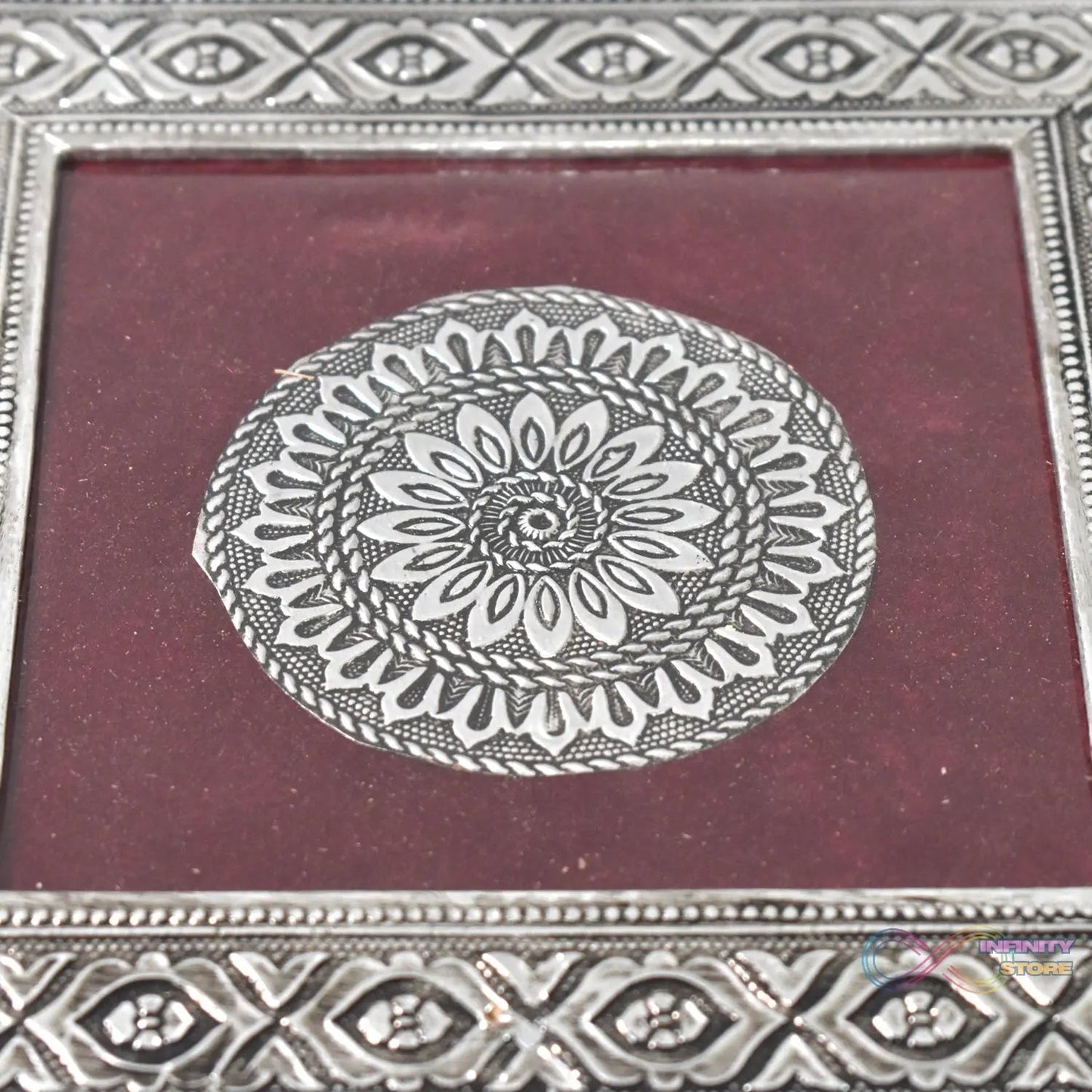 Silver - Square Pooja Chowki Patla / Bajot (20×20 CM / 1 Pc) - infinityexculsivestore.com