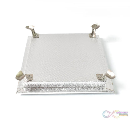 Silver - Square Pooja Chowki Patla / Bajot (20×20 CM / 1 Pc) - infinityexculsivestore.com