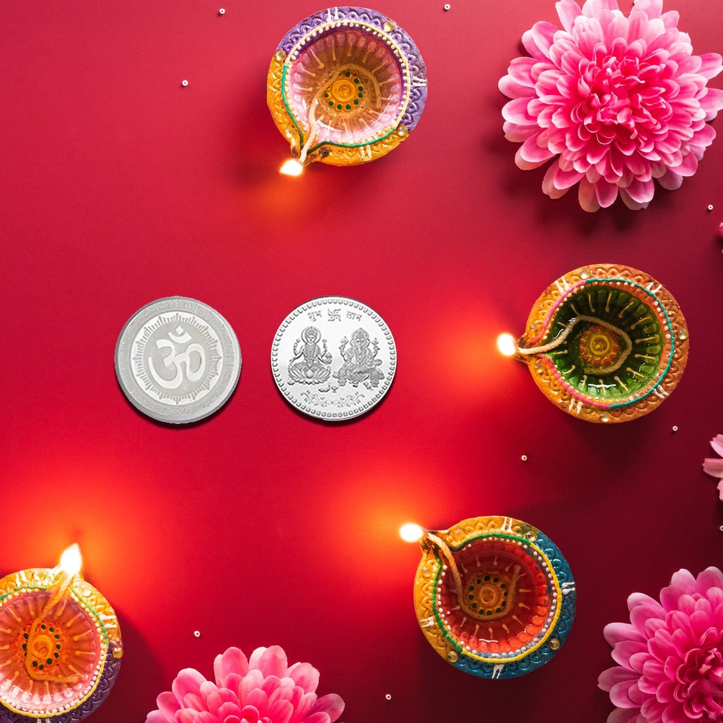 Silver color Coin for Gift & Pooja (Metal is not silver) - infinityexculsivestore.com