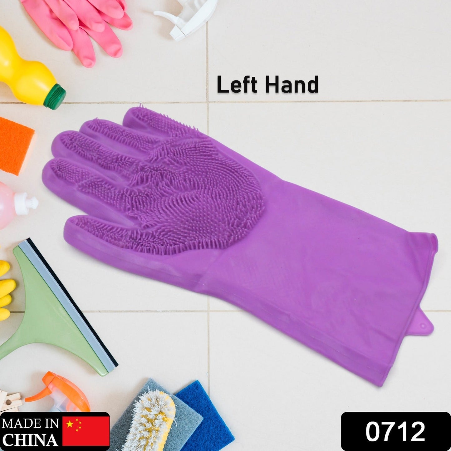 Single Left - Handed Silicone Dishwashing Glove: Scrubber, Reusable, Kitchen Cleaning - infinityexculsivestore.com