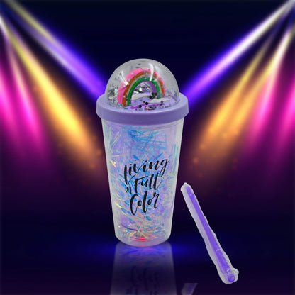 Sipper Bottle with Straw, LED Glow Light for Kids/Tumbler with Straw/Vacuum Flask/Sipper Plastic Tumbler/Sipper Bottle with Straw (Pack of 1) - infinityexculsivestore.com