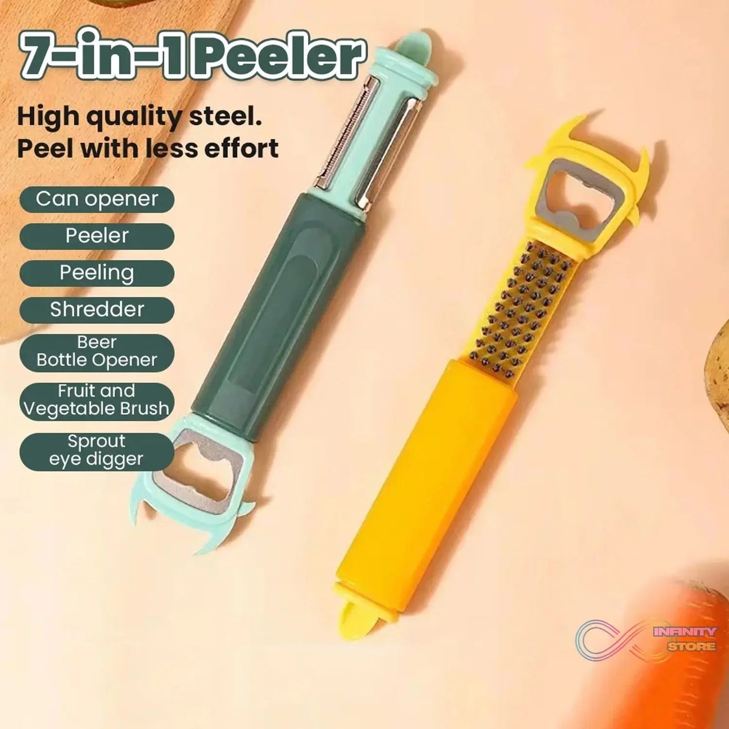Multifunctional, Vegetable Fruit Peelers Slicer Can Opener 7 In 1 Kitchen Peeler For Veggie Fruit Potato Carrot Durable Kitchen Peeling Tool Non - slip Handle Durable For Potato, Fruit, Vegetables, Carrots, Cucumbers - infinityexculsivestore.com