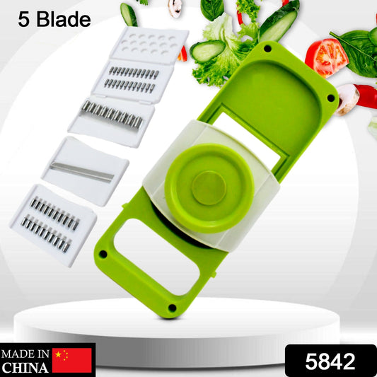 Slicer for Kitchen 5 in 1 Foldable Vegetable Slicer Blade Potato Cutter, Veggie Slicer, Onion Slicer, Julienne Grater with Protective Guards, Stainless Steel Blade - infinityexculsivestore.com