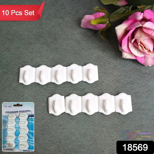 Small Adhesive Hooks for Wall Hanging Adhesive Hooks (10 pcs Set) - infinityexculsivestore.com