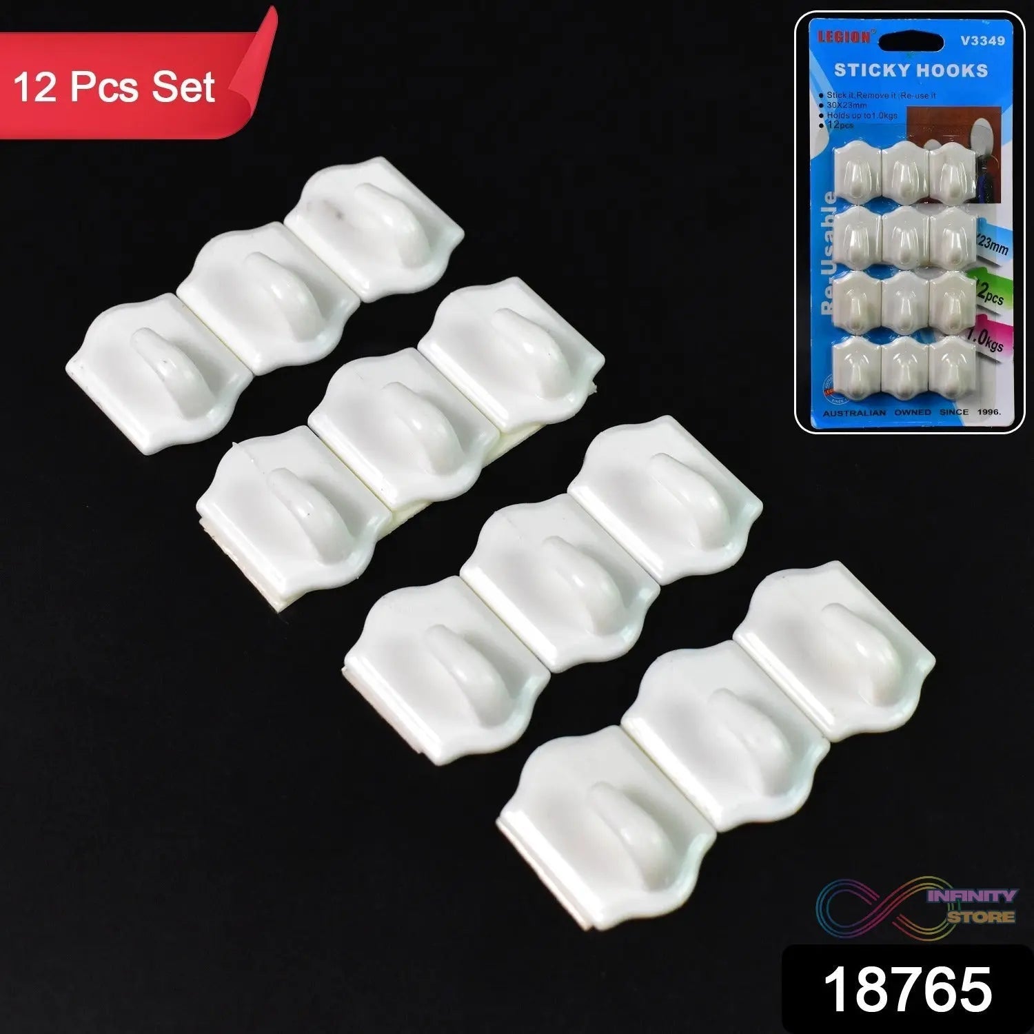 Small Adhesive Hooks for Wall Hanging Adhesive Hooks (12 pcs Set) - infinityexculsivestore.com