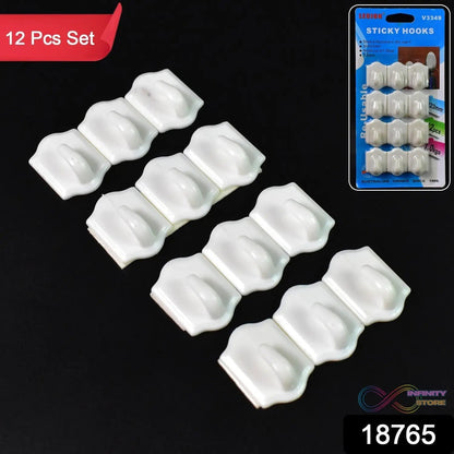 Small Adhesive Hooks for Wall Hanging Adhesive Hooks (12 pcs Set) - infinityexculsivestore.com