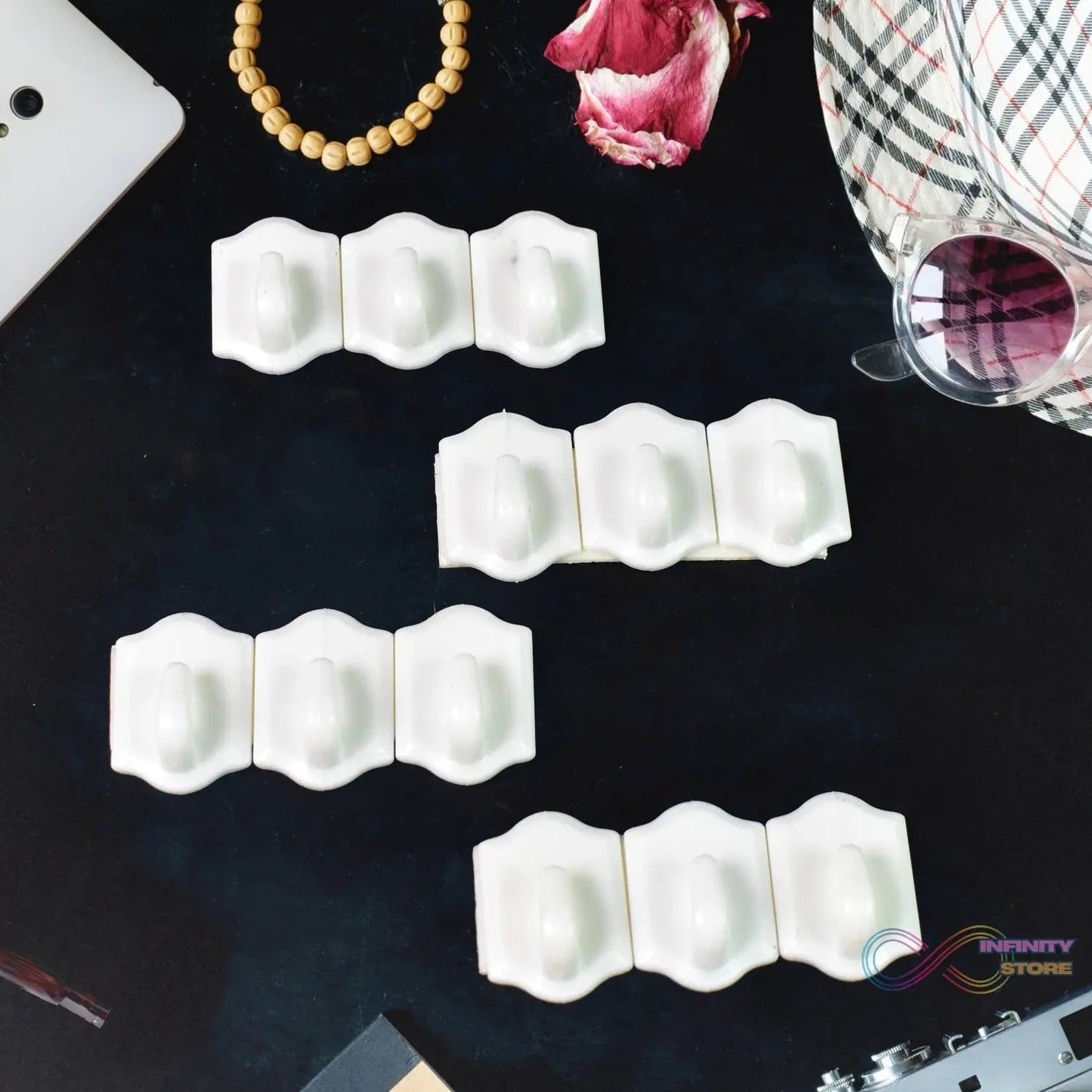 Small Adhesive Hooks for Wall Hanging Adhesive Hooks (12 pcs Set) - infinityexculsivestore.com