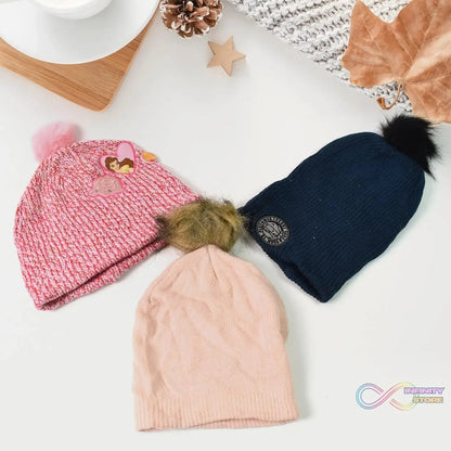 Small Cap for Winter Woolen Knitted Inside Fur Caps (1 Pc / Mix Design & Color) - infinityexculsivestore.com