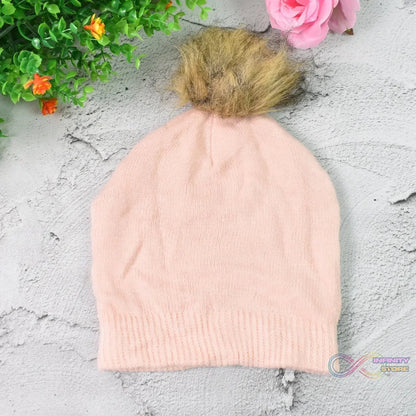 Small Cap for Winter Woolen Knitted Inside Fur Caps (1 Pc / Mix Design & Color) - infinityexculsivestore.com