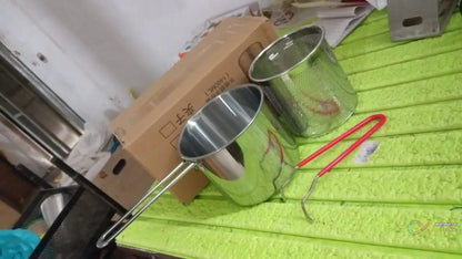 Small Deep Frying Pot With Strainer Basket (2 Pc Set) - infinityexculsivestore.com
