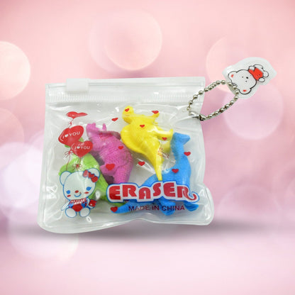 Small Dinosaur Shaped Erasers (4 Pc): Animal Erasers for Kids (School Supplies) - infinityexculsivestore.com