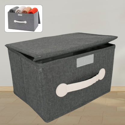 Small Foldable Storage Box With Lid And Handles, Cotton And Linen Storage Bins And Baskets Organizer For Nursery, Closet, Bedroom, Home (28×20×16 Cm / 1 pc) - infinityexculsivestore.com