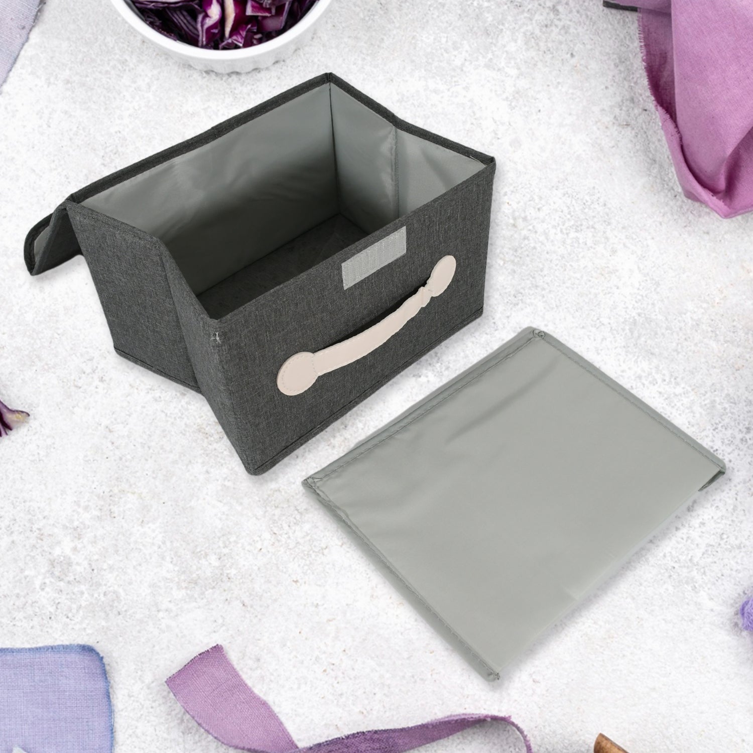 Small Foldable Storage Box With Lid And Handles, Cotton And Linen Storage Bins And Baskets Organizer For Nursery, Closet, Bedroom, Home (28×20×16 Cm / 1 pc) - infinityexculsivestore.com