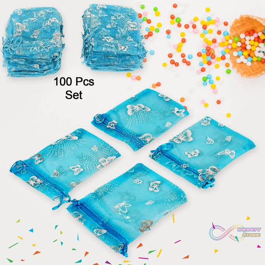 Organza Return Gift Bags Small Mesh Bags Drawstring Gift Bags Christmas Drawstring Organza Gift Bags, Wedding Party Festival Gift Bags, Jewellery Packing Pouch Dry Fruit Pouch 10×12 Cm (100 Pcs Set) - infinityexculsivestore.com