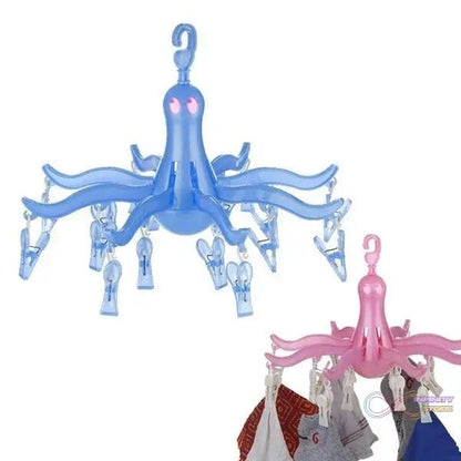 Small Octopus Folding Hanging Dryer Round Folding with 16 Pegs (Multicolor) - infinityexculsivestore.com