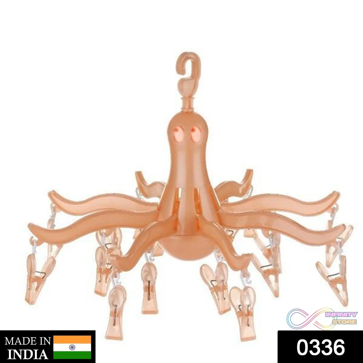 Small Octopus Folding Hanging Dryer Round Folding with 16 Pegs (Multicolor) - infinityexculsivestore.com