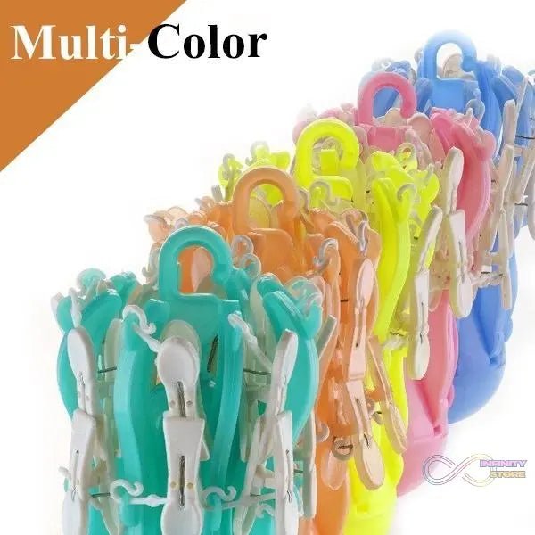 Small Octopus Folding Hanging Dryer Round Folding with 16 Pegs (Multicolor) - infinityexculsivestore.com