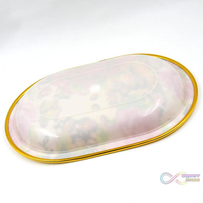 Small Plastic Flower Printed Design Serving Tray (1 Pc / 27 x 18 CM / Mix Color) - infinityexculsivestore.com