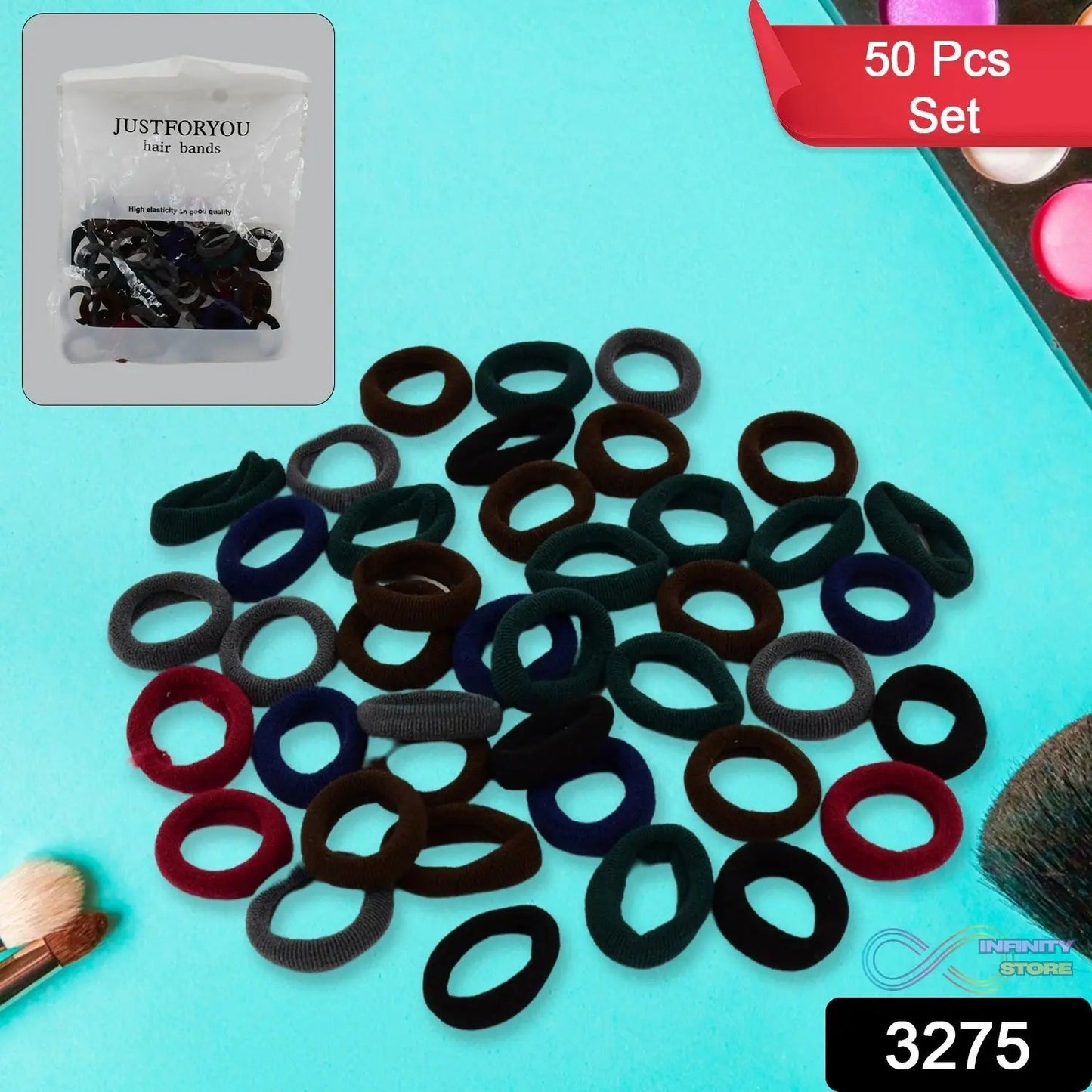 Small Ponytail Holder Bands for Hair Rubber Bands (Pack of 50 / Multicolour) - infinityexculsivestore.com