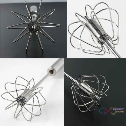 Small Stainless Steel Egg Whisk, Hand Push Rotary Whisk Blender (1 Pc / 27 Cm) - infinityexculsivestore.com