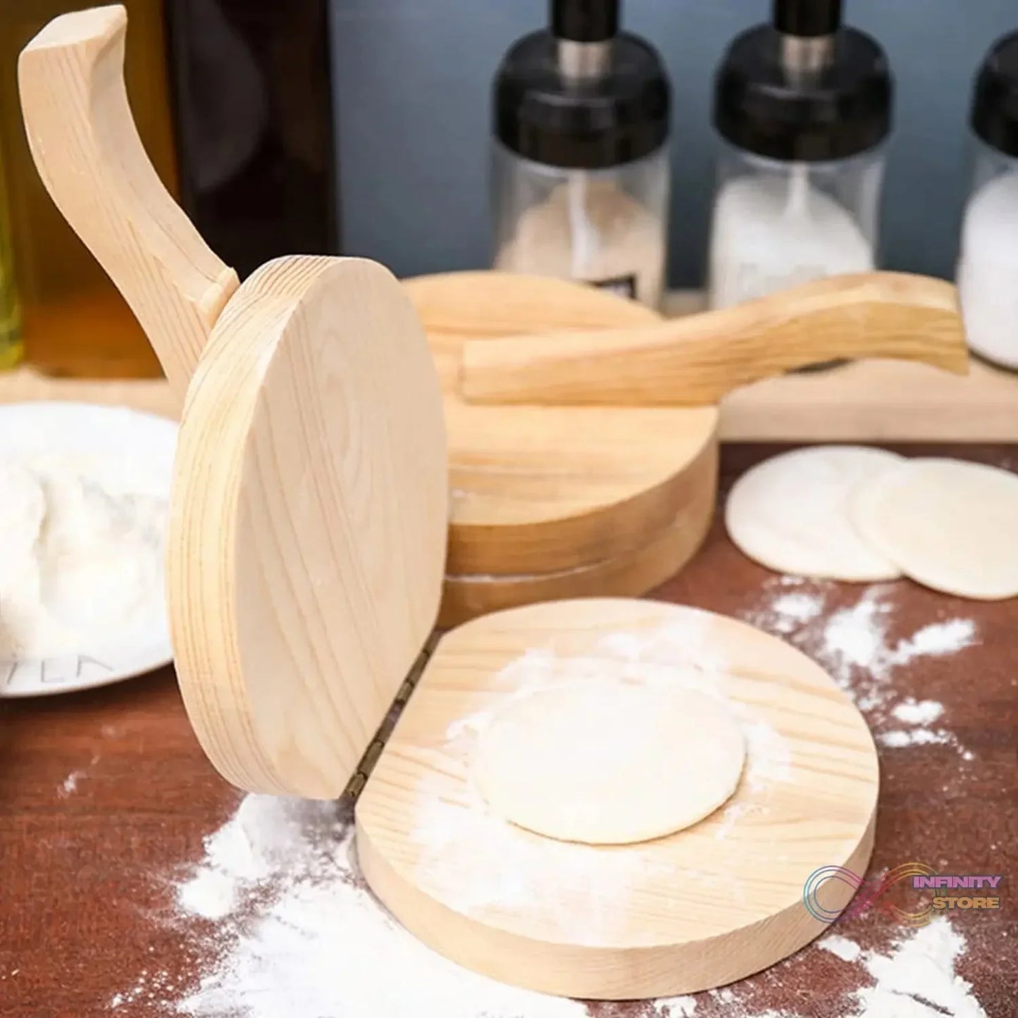 Small Wooden Dumpling Press Tool Tortilla Press Dough Dumpling (1 Pc) - infinityexculsivestore.com