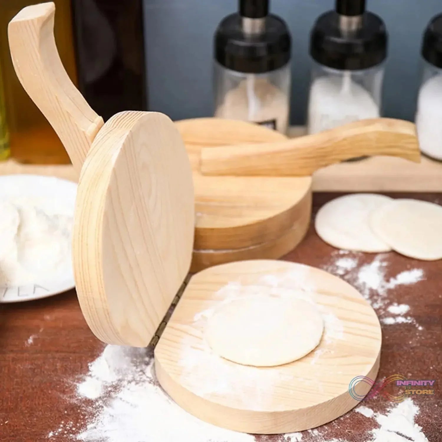 Small Wooden Dumpling Press Tool Tortilla Press Dough Dumpling (1 Pc) - infinityexculsivestore.com