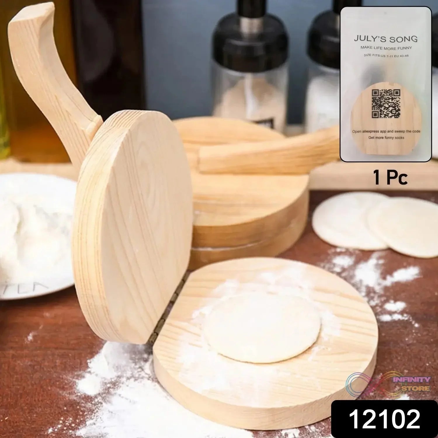 Small Wooden Dumpling Press Tool Tortilla Press Dough Dumpling (1 Pc) - infinityexculsivestore.com