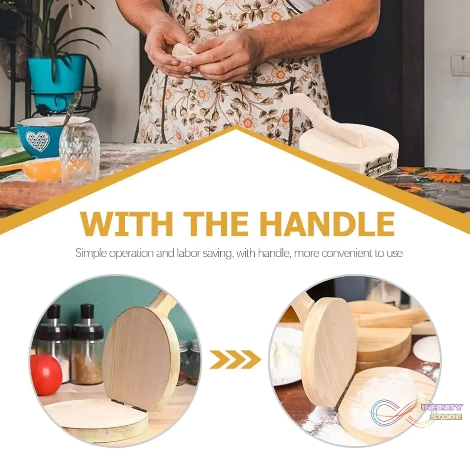 Small Wooden Dumpling Press Tool Tortilla Press Dough Dumpling (1 Pc) - infinityexculsivestore.com