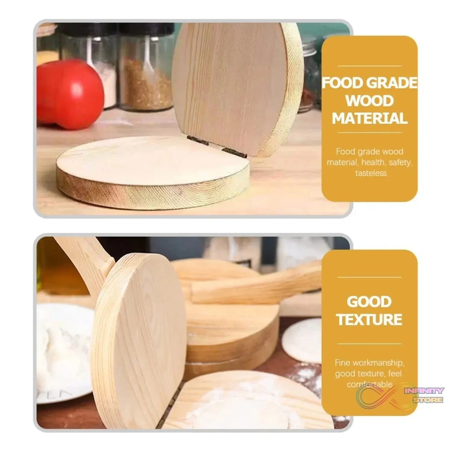 Small Wooden Dumpling Press Tool Tortilla Press Dough Dumpling (1 Pc) - infinityexculsivestore.com