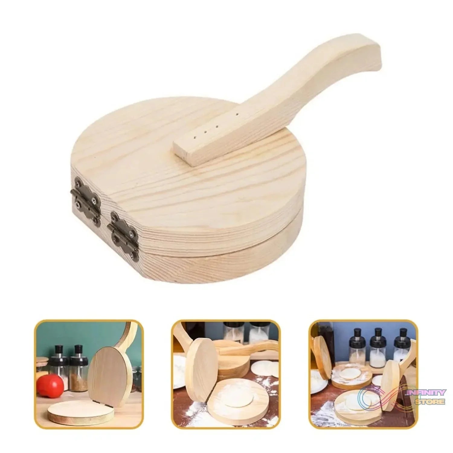Small Wooden Dumpling Press Tool Tortilla Press Dough Dumpling (1 Pc) - infinityexculsivestore.com