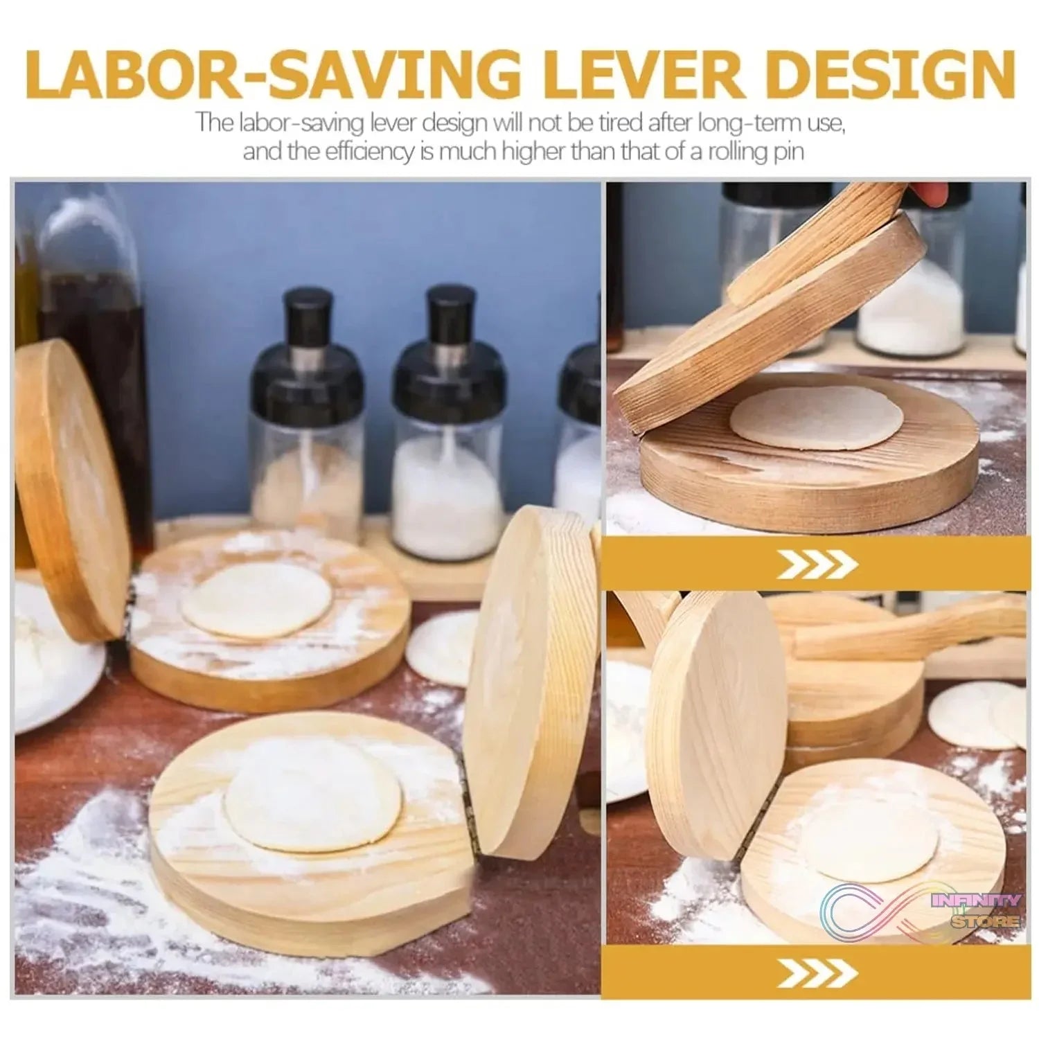 Small Wooden Dumpling Press Tool Tortilla Press Dough Dumpling (1 Pc) - infinityexculsivestore.com