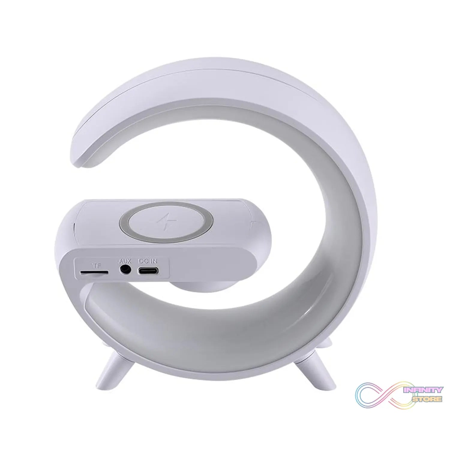 Smart Alarm Clock with G - Shape RGB Light Bluetooth Speaker, Wireless Charging (1 Pc) - infinityexculsivestore.com