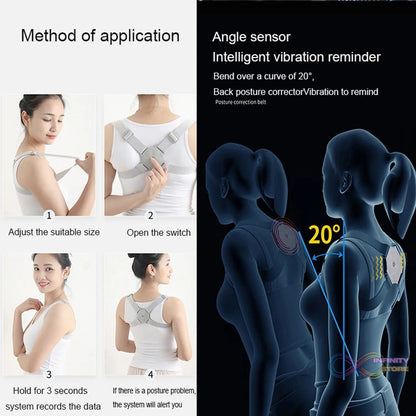 Smart Back Posture Corrector (Vibration Reminder): Improves Posture, Shoulder Support (Unisex) - infinityexculsivestore.com