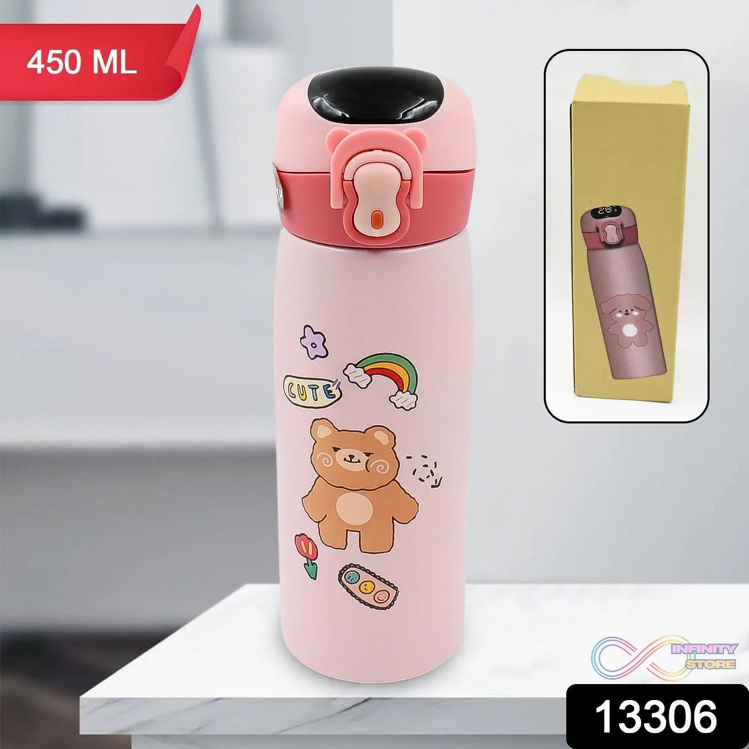 Smart Vacuum Insulated Water Bottle with LED Temperature Display (450 ML Approx / Mix Color & Design) - infinityexculsivestore.com