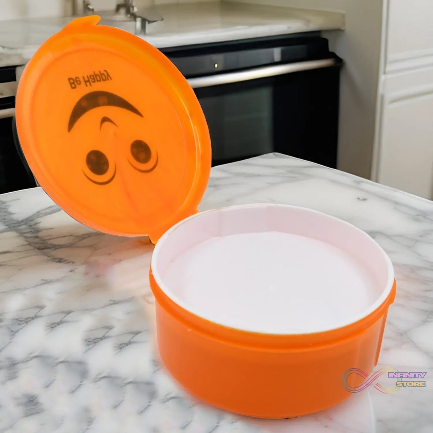 Smily Plastic lunch box, Small Box With 2in1 Spoon pack of 1 - infinityexculsivestore.com