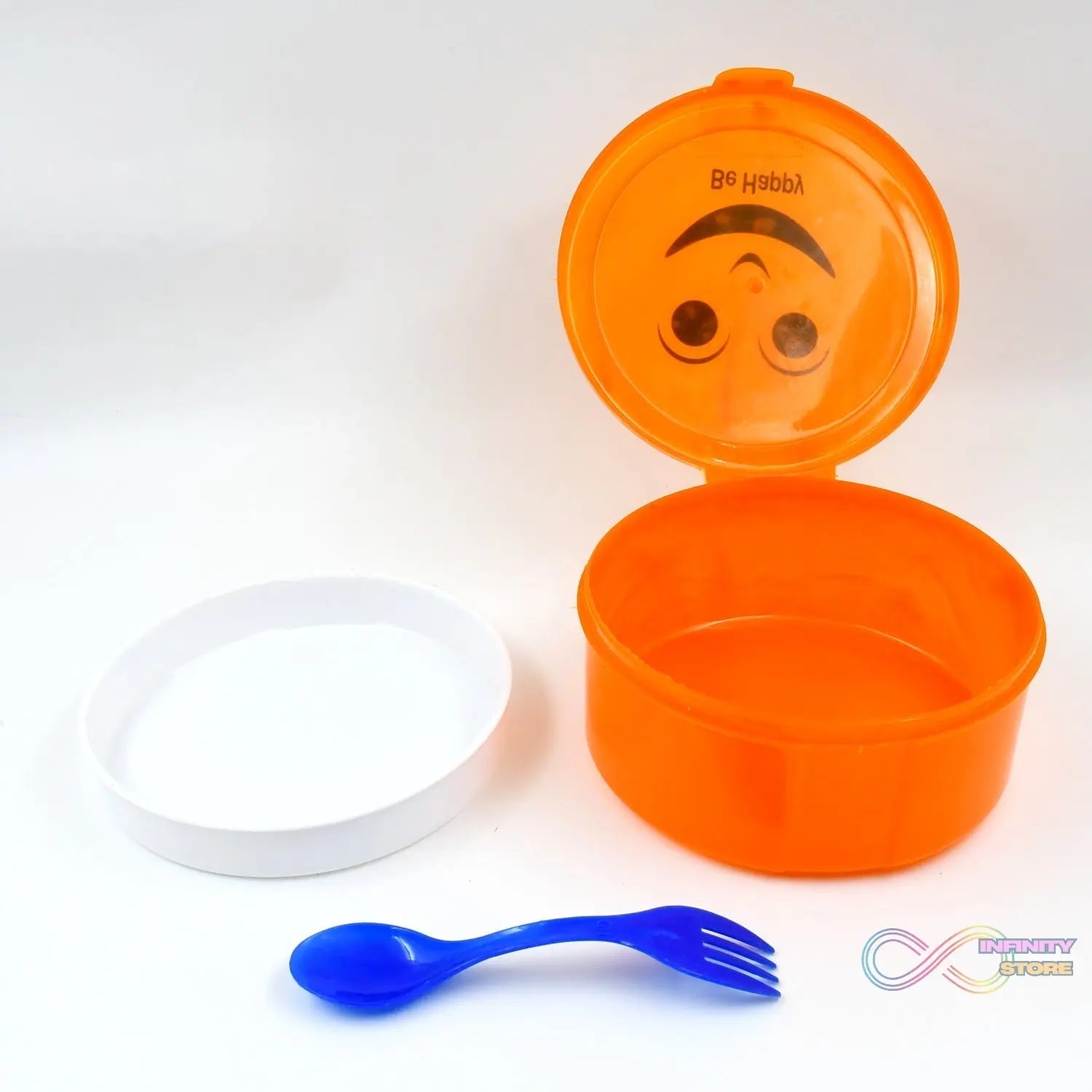 Smily Plastic lunch box, Small Box With 2in1 Spoon pack of 1 - infinityexculsivestore.com