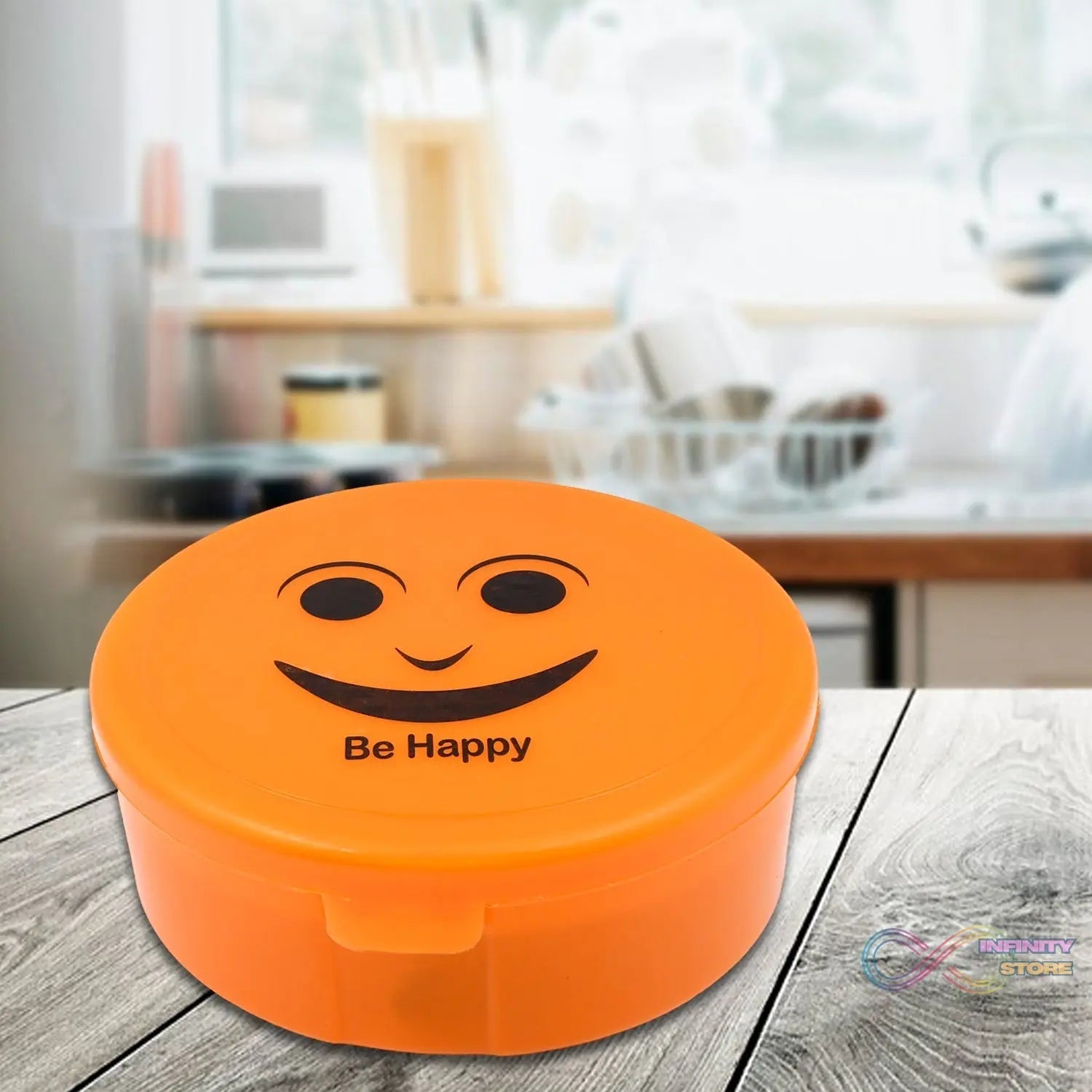 Smily Plastic lunch box, Small Box With 2in1 Spoon pack of 1 - infinityexculsivestore.com